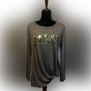 Gameday Couture Gray Baylor Long-Sleeve Twist Hem Tee size L